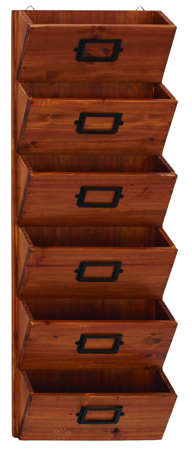 Deco 79 Wood Rectangle Magazine Rack Holder with Suspended Baskets and Label Slot 3 x 12 x 36 Brown