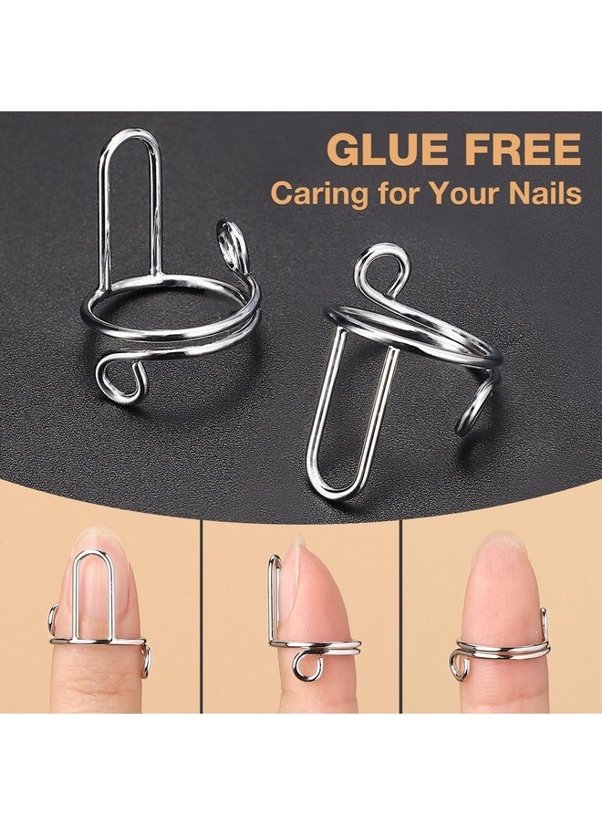 Noverlife - 10Pcs Wudu Nail Rings For Acrylic Nails, Size Adjustable Fingernail Rings No Adhesive, Reusable Halal Nail Ring Set, Daily Wear Non-Tarnish, Silver Metal Ring For Press On Nails With No Glue - Image 1