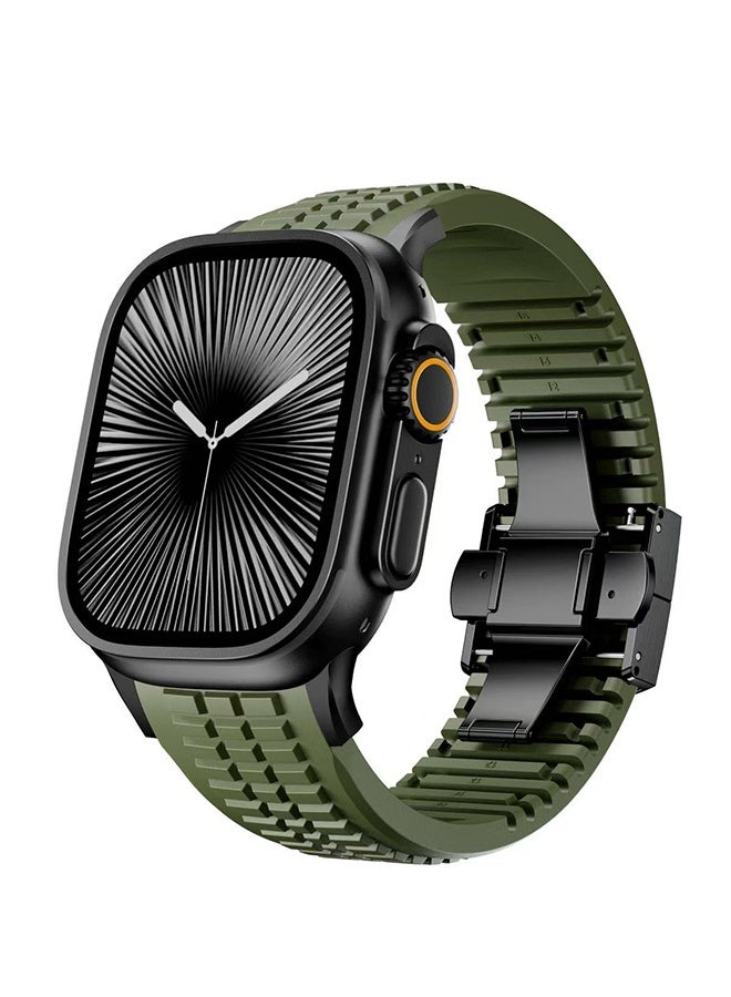 سوار بديل لساعة أبل سيريز 10 مقاس 46 مم، متوافق مع سوار ساعة أبل مقاسات 49 مم، 45 مم، 44 مم، 42 مم، سوار معدني من الفولاذ المقاوم للصدأ لساعات أبل سيريز 9، 8، 7، 6، 5، 4، 3 ألترا، 2 ألترا، متوفر باللون الأسود والفضي والرمادي. - Image 2