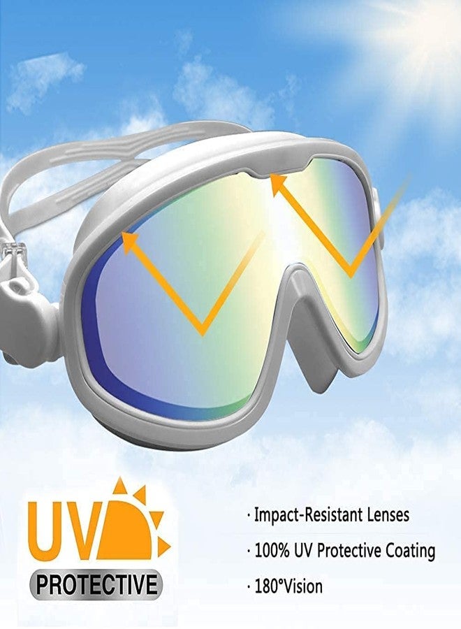 Overa Swimming Goggles, Large Frame Wide View Pool Goggles Anti Fog No Leaking Soft Silicone Seal for Adult Men Women, Transparent - Image 3