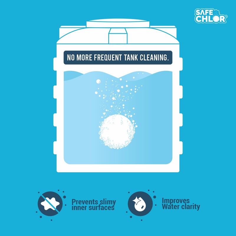 Safe Chlor 1000 لتر | أقراص الكلور لخزانات المياه سعة 1000 لتر | خزانات علوية وتحت أرضية | أقراص تنقية المياه | قرص واحد لمعالجة 1000 لتر | عبوة تحتوي على 30 قرصًا لـ 30000 لتر - Image 3