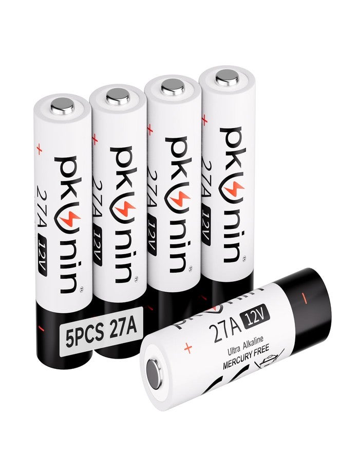 PKUNIN 27A 12V Alkaline Batteries 5Pack A27 MN27 V27A L828 GP27A Equivalent Long Lasting Leak Proof for Garage Door Opener Car Remote Wireless Doorbell Security Alarm 3 Year Shelf Life - Image 1