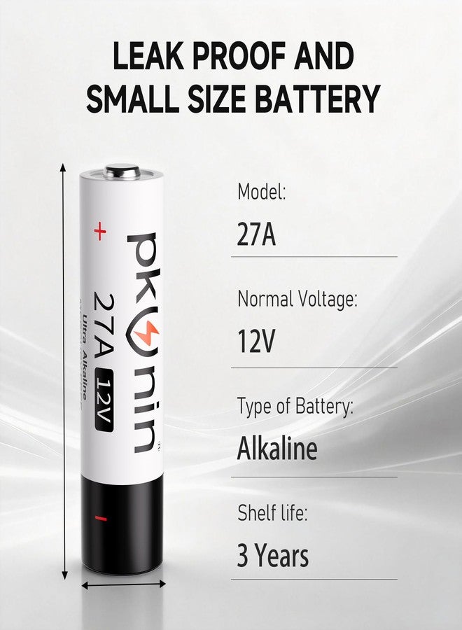 PKUNIN 27A 12V Alkaline Batteries 5Pack A27 MN27 V27A L828 GP27A Equivalent Long Lasting Leak Proof for Garage Door Opener Car Remote Wireless Doorbell Security Alarm 3 Year Shelf Life - Image 2