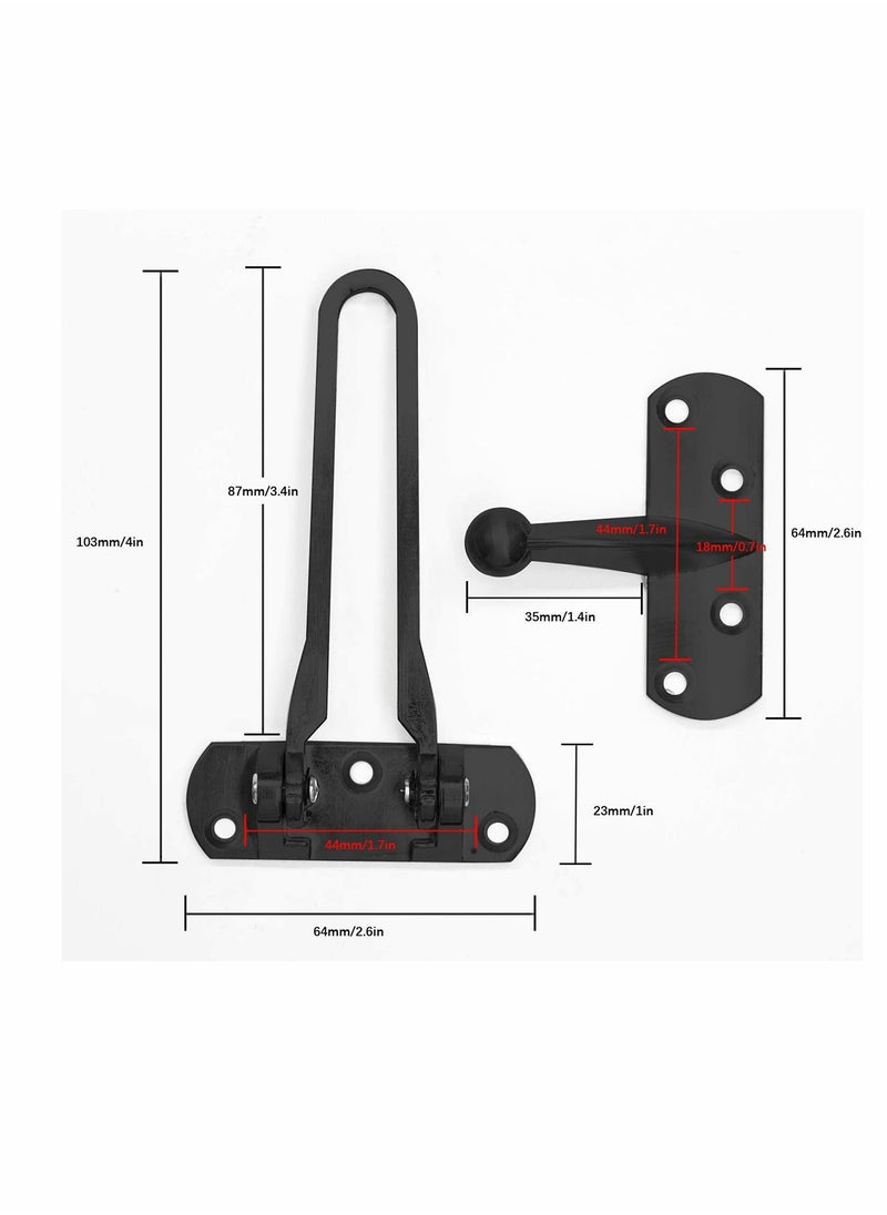 KASTWAVE Home Security Door Lock Swing Bar Lock-Door Guard for Kids, DEFINO Hinged Swing-in Doors, Home and Hotel Door Latch, Thicken Solid Zinc Alloy Reinforcement Lock (Color: Black), 2 Pack  - Image 2