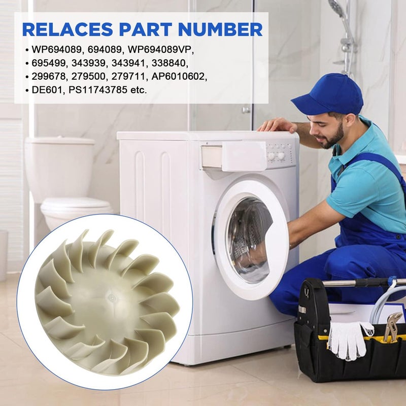 freecat 694089 مجفف عجلة المروحة من ، مجموعة مروحة مجفف بديلة متوافقة مع مجففات Kenmore و Whirlpool، تحل محل PS11743785 279500 27971 299678، 343939، 343941، 695499، AP6010602 - Image 3