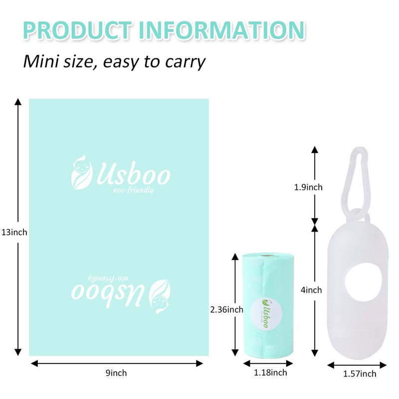 USBOO Diaper Bags Disposable for Baby, 20 Refill Rolls/300 Bags Waste Bags with Dispenser, Convenient and Quick Diaper Disposal, Rainbow - Image 3