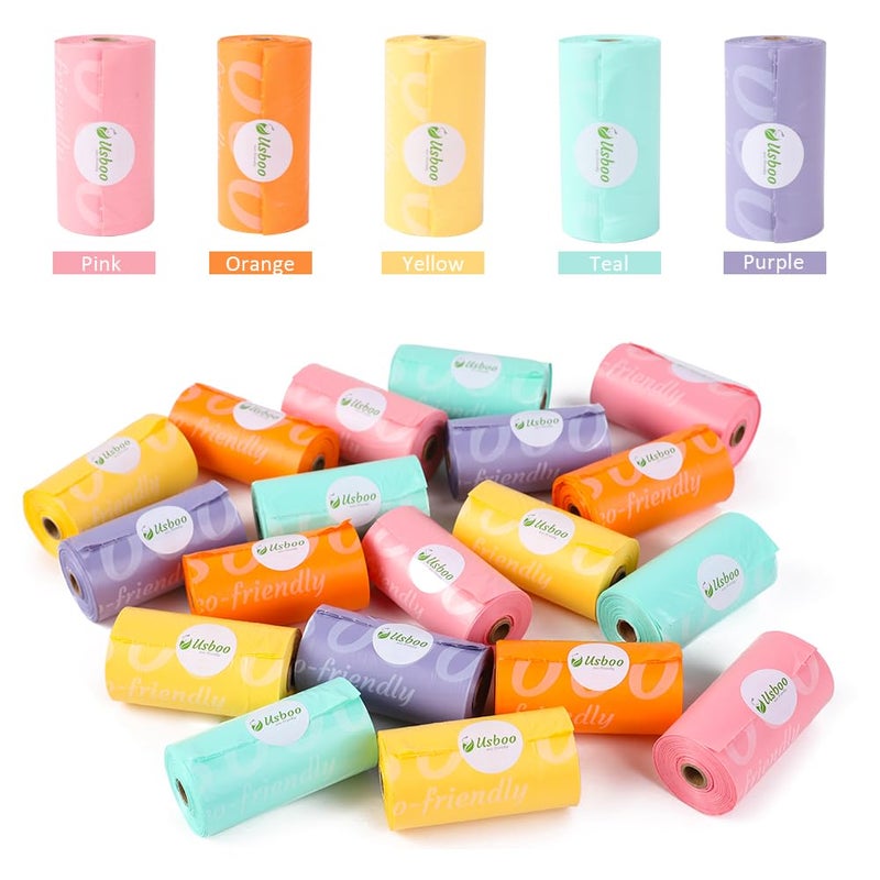 USBOO Diaper Bags Disposable for Baby, 20 Refill Rolls/300 Bags Waste Bags with Dispenser, Convenient and Quick Diaper Disposal, Rainbow - Image 2