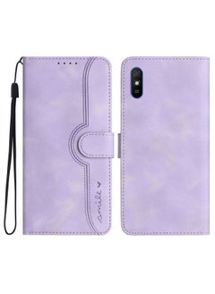 HuHa Case Cover For Xiaomi Redmi 9A/9AT/9i Heart Pattern Skin Feel Leather Phone Case Purple 