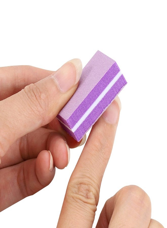 acDesign 100 Pcs Mini Buffers for Nails 180/100 Grit Mini Nail Buffer Purple Nail Buffers for Natural Nails - Image 4