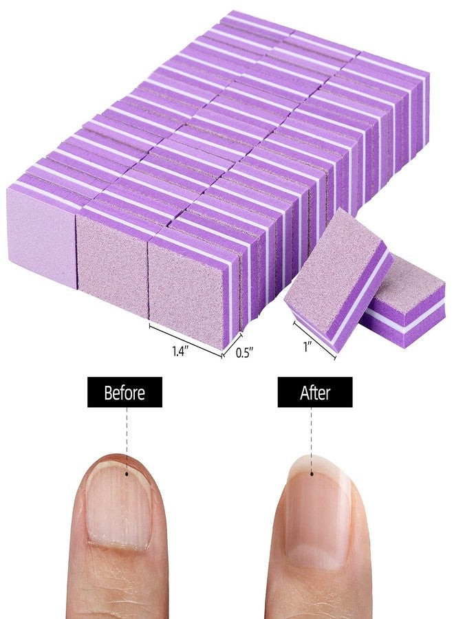 acDesign 100 Pcs Mini Buffers for Nails 180/100 Grit Mini Nail Buffer Purple Nail Buffers for Natural Nails - Image 2
