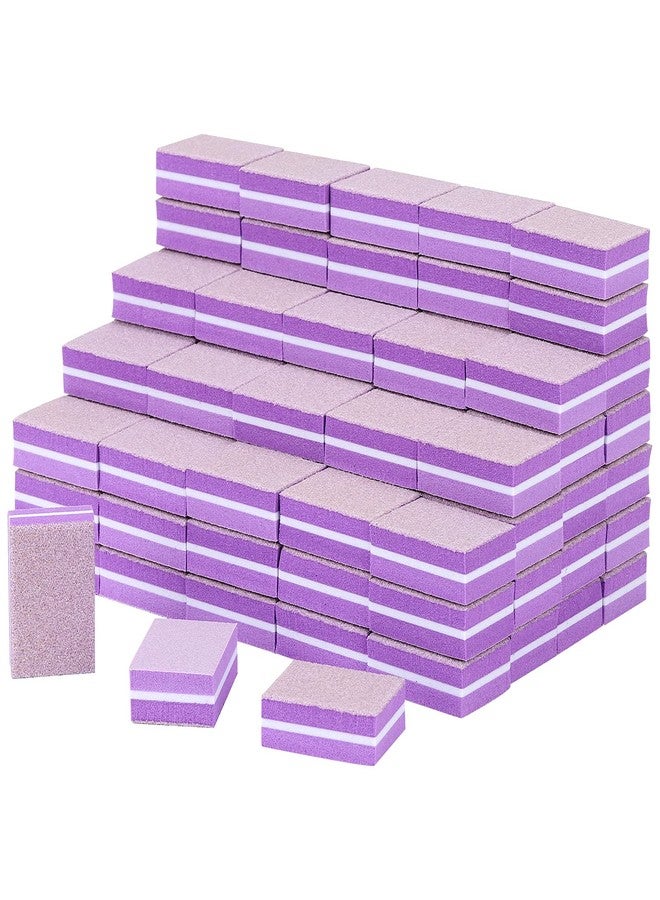 acDesign 100 Pcs Mini Buffers for Nails 180/100 Grit Mini Nail Buffer Purple Nail Buffers for Natural Nails - Image 1
