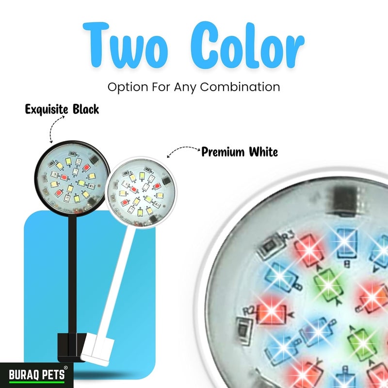 BURAQ ضوء LED متعدد الألوان N6 2.5 واط | طيف WRGB | 3 أوضاع إضاءة | ذراع مرن 360° | مصباح مثبت على حوض للأسماك النانوية والأوعية - Image 5