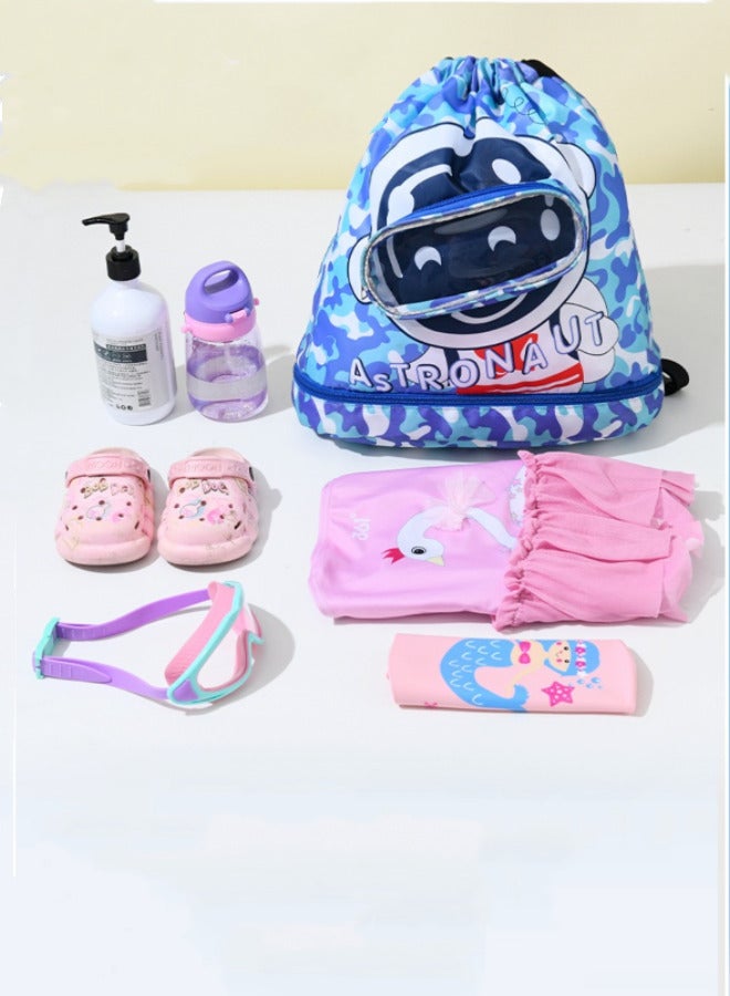 Blue Children's Swimming Backpack Small Bags - Dry-Wet Separation, Shoe Compartment, Waterproof, Beach Travel Essential,Large - Image 1