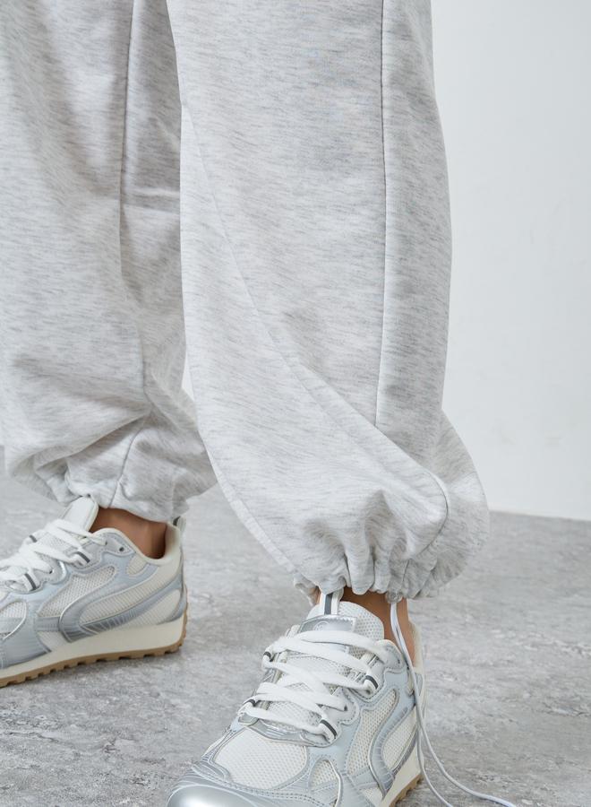 Styli Women Grey Solid Drawstring Waist Loose Fit Joggers - Image 4