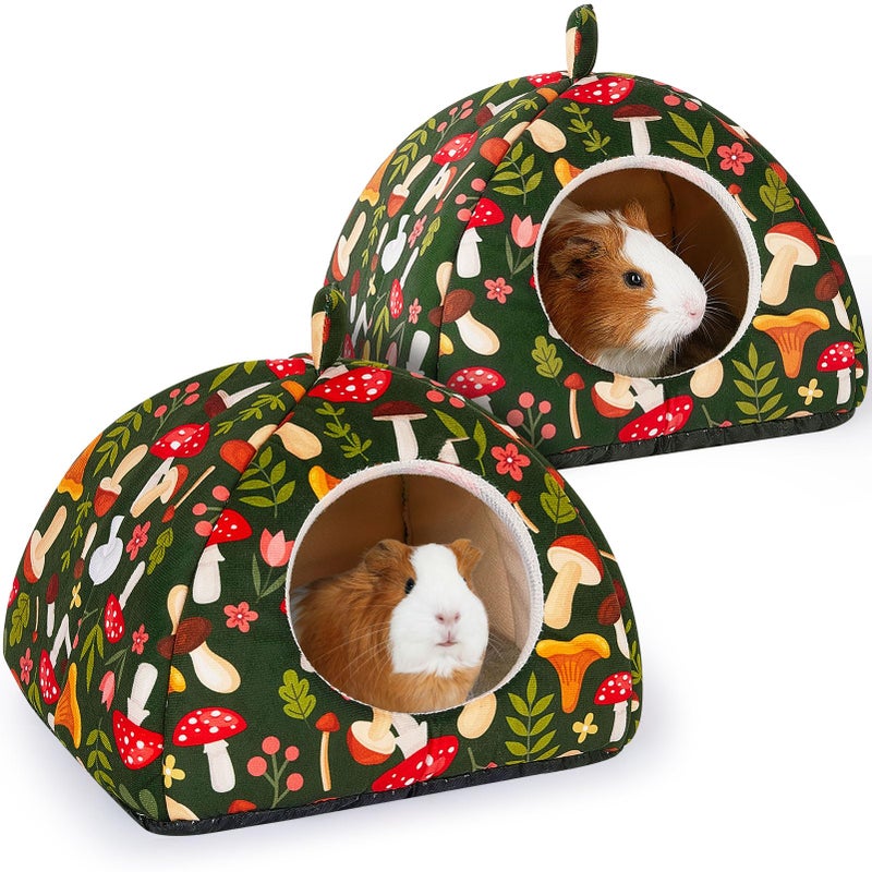 Glittme 2-Pack Guinea Pig Hideout, Polyester Mushrooms Washable House with Non-Slip Bottom for Pets - Image 1