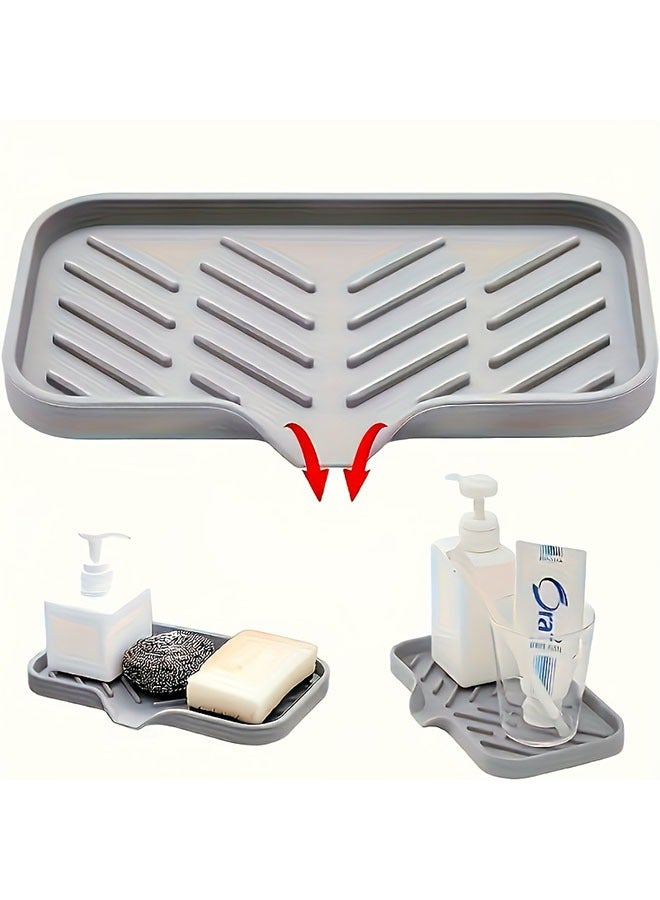 HOMESTAR [1PC Non-Slip Soap Tray Holder] 1PC Silicone Soap Tray Holder - Non-Slip, Easy Clean, Space-Saving Kitchen Sink Tray Organizer For Soap, Sponges, And More - Durable, Heat-Resistant, And Dishwasher Safe - Image 2