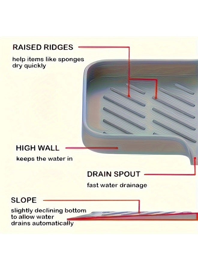 HOMESTAR [1PC Non-Slip Soap Tray Holder] 1PC Silicone Soap Tray Holder - Non-Slip, Easy Clean, Space-Saving Kitchen Sink Tray Organizer For Soap, Sponges, And More - Durable, Heat-Resistant, And Dishwasher Safe - Image 4
