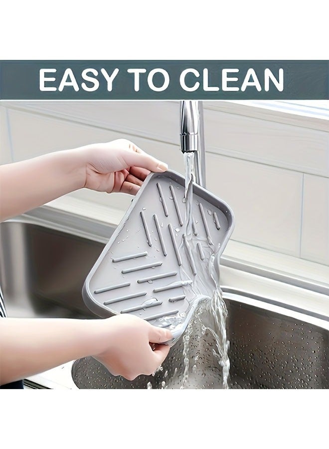 HOMESTAR [1PC Non-Slip Soap Tray Holder] 1PC Silicone Soap Tray Holder - Non-Slip, Easy Clean, Space-Saving Kitchen Sink Tray Organizer For Soap, Sponges, And More - Durable, Heat-Resistant, And Dishwasher Safe - Image 5