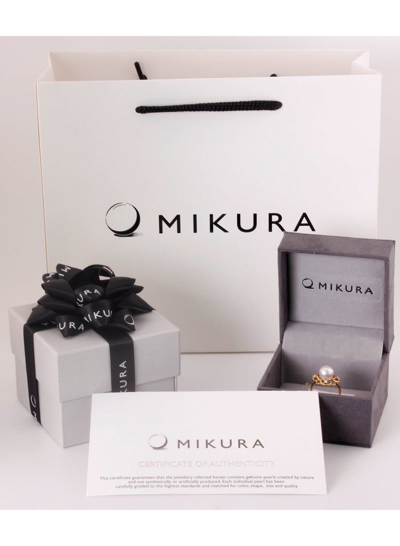 MIKURA Ring, Freshwater Pearls, A Quality, Treated Black Color, 8.0-7.5MM, 18KW, G/H Color, VS Clarity  - Image 5