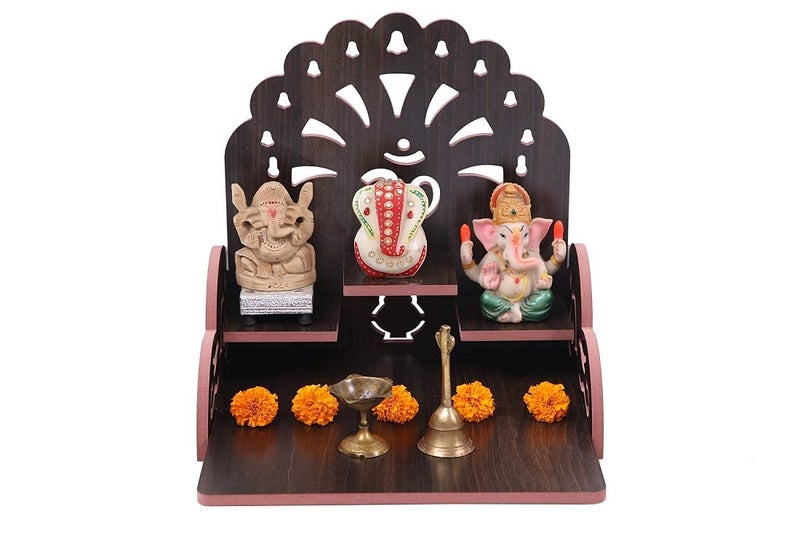 PRIMEFAIR Wooden Wall Mounted Hanging Puja Temple Wood God Stand for Pooja Room Mandir Devghar Stand Temple Home Temple Home Wall Temple Waterproof TEMPLE004 - Image 1