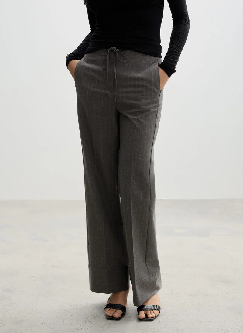 مانجو Chalk Stripe Straight Trousers