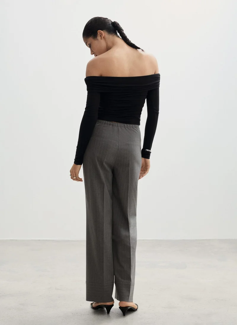 مانجو Chalk Stripe Straight Trousers