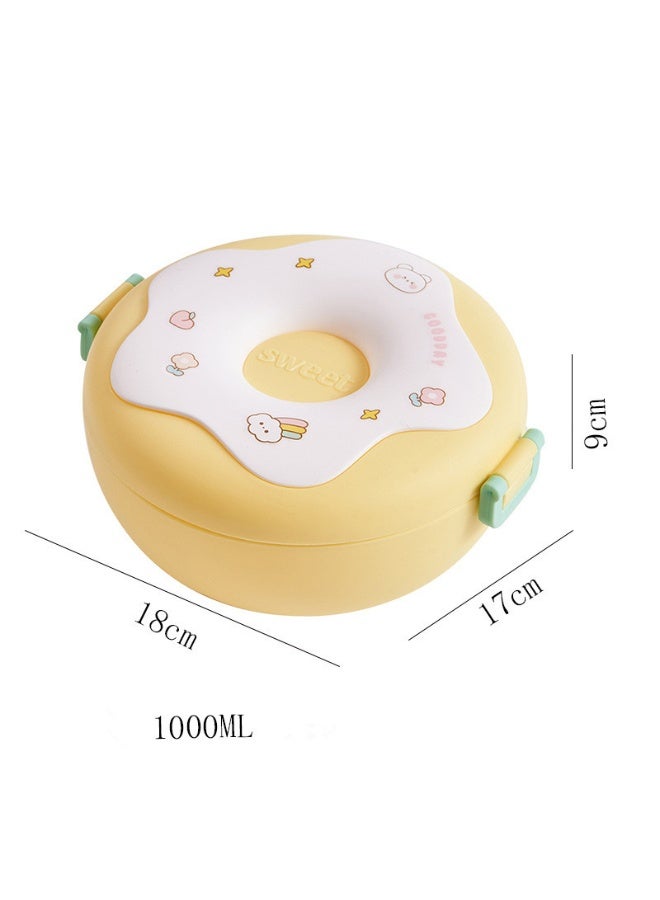 Donut Kids Bento Box Leak-Proof Divided Lunch Container with Utensils（6717-Yellow） - Image 2