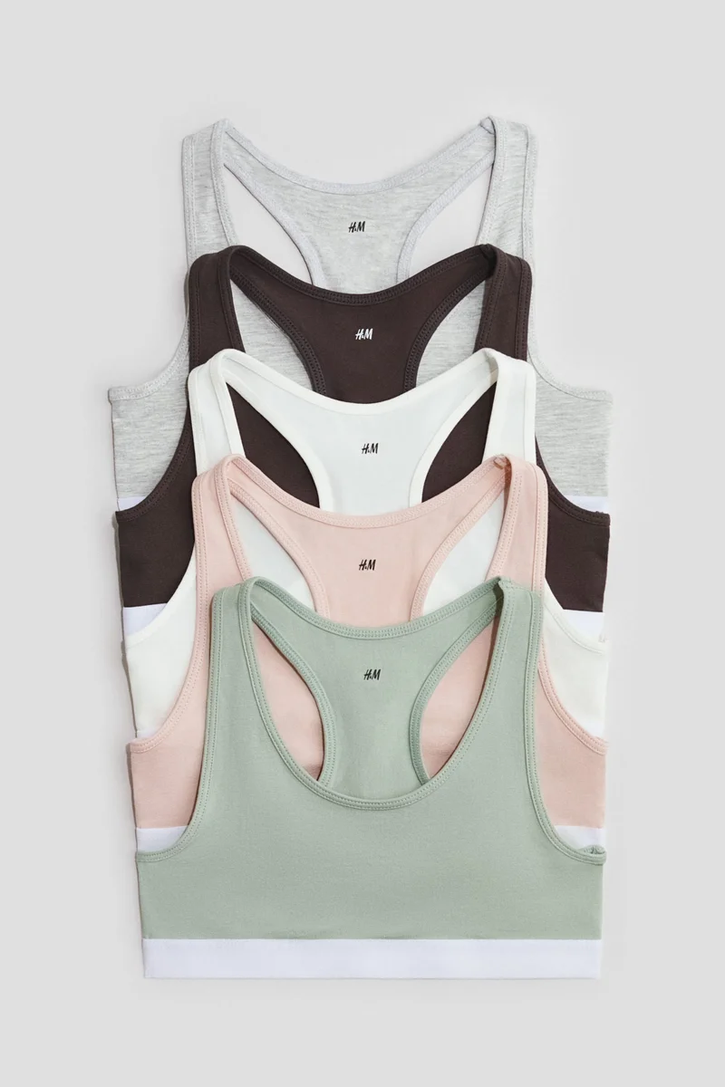 H&M 5-pack cotton crop tops