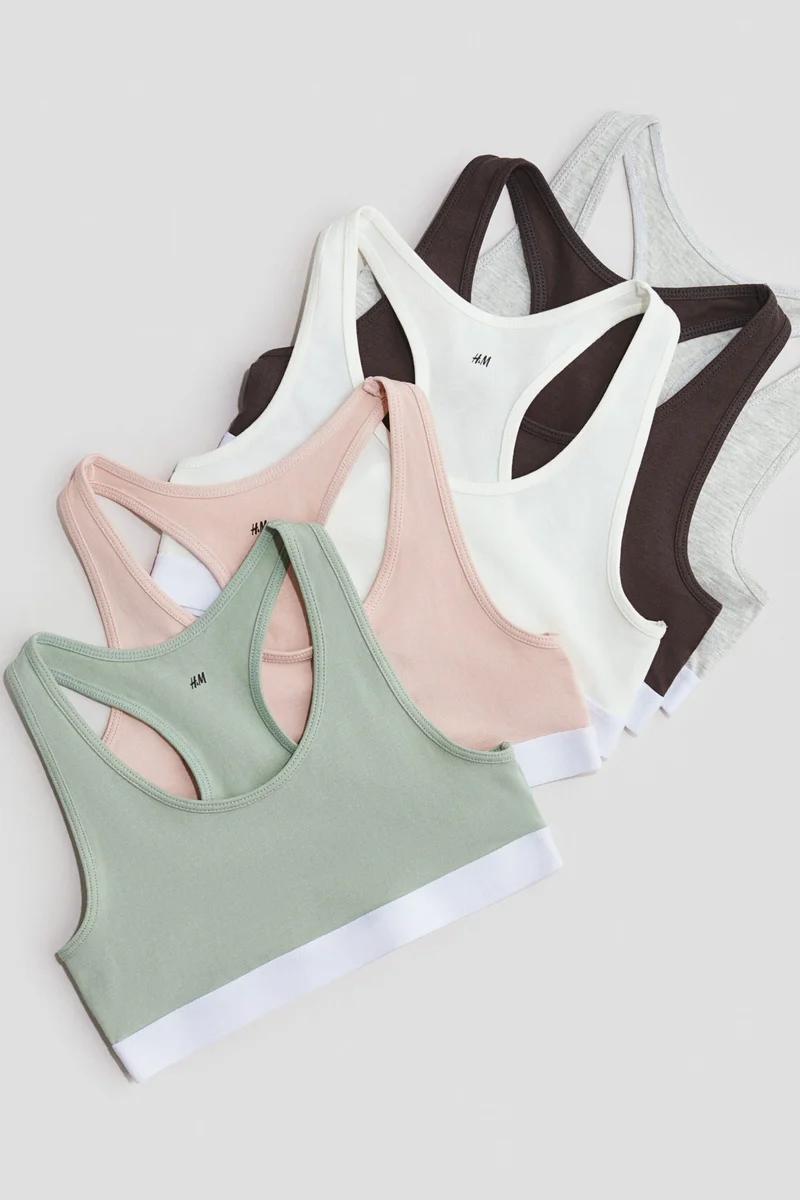 H&M 5-pack cotton crop tops
