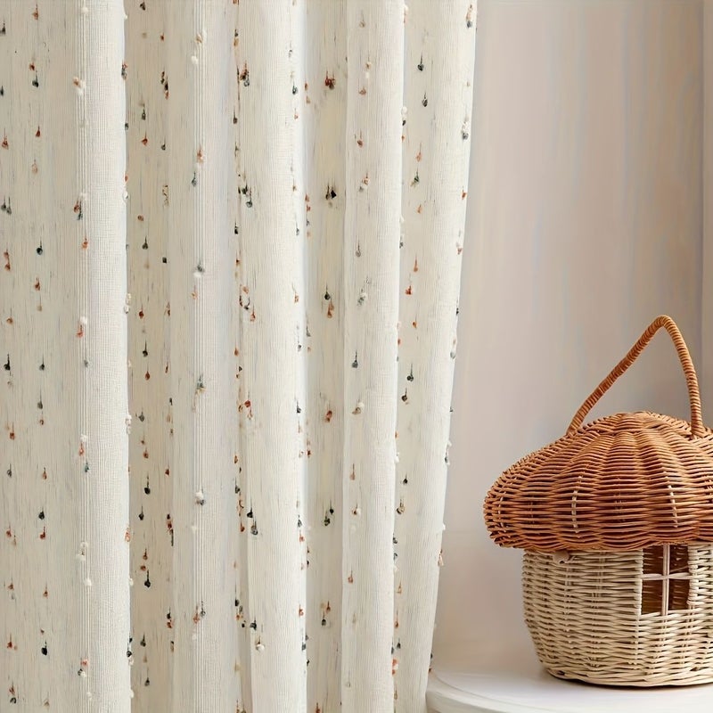 Vintage Rainbow Candy Colored Semi Sheer Linen Window Curtain Panels 39x59 Inch Set of 2 - Image 4
