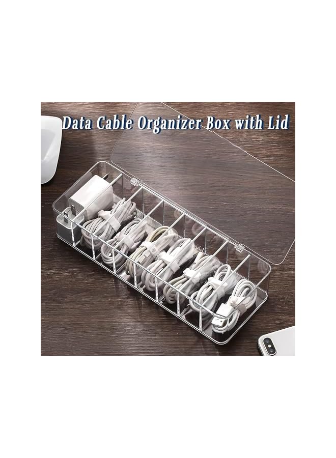 Green Tiger Data Cable Organizer Box, Cord Storage Box, Electronics Cable Organizer Box, Cable Storage Box with 10 Wire Ties for Home Drawer Office Desk Organizers and Accessories - Image 2