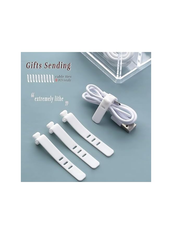 Green Tiger Data Cable Organizer Box, Cord Storage Box, Electronics Cable Organizer Box, Cable Storage Box with 10 Wire Ties for Home Drawer Office Desk Organizers and Accessories - Image 3