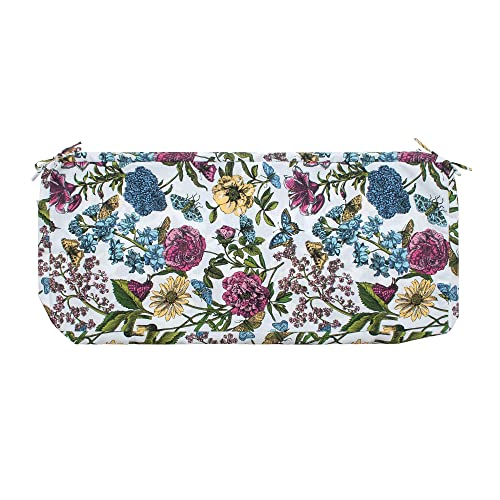 FUNHOME Outdoor Bench Cushion Cover 42 x18 x 3 inch,Water Resistant Cover with Zipper&Ties,Fade-Resistant Slipcover,Patio Porch Swing Cushion Cover Replacement Only,No Insert(Butterfly Flower) - Image 1