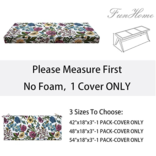 FUNHOME Outdoor Bench Cushion Cover 42 x18 x 3 inch,Water Resistant Cover with Zipper&Ties,Fade-Resistant Slipcover,Patio Porch Swing Cushion Cover Replacement Only,No Insert(Butterfly Flower) - Image 5