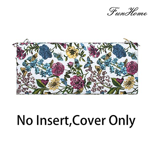 FUNHOME Outdoor Bench Cushion Cover 42 x18 x 3 inch,Water Resistant Cover with Zipper&Ties,Fade-Resistant Slipcover,Patio Porch Swing Cushion Cover Replacement Only,No Insert(Butterfly Flower) - Image 2