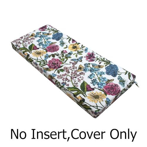 FUNHOME Outdoor Bench Cushion Cover 42 x18 x 3 inch,Water Resistant Cover with Zipper&Ties,Fade-Resistant Slipcover,Patio Porch Swing Cushion Cover Replacement Only,No Insert(Butterfly Flower) - Image 3