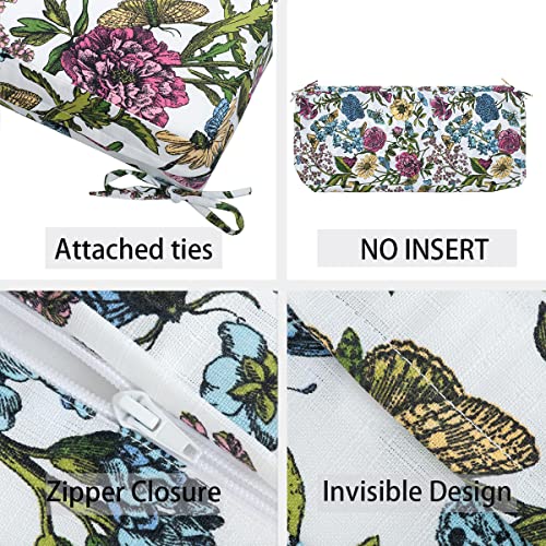 FUNHOME Outdoor Bench Cushion Cover 42 x18 x 3 inch,Water Resistant Cover with Zipper&Ties,Fade-Resistant Slipcover,Patio Porch Swing Cushion Cover Replacement Only,No Insert(Butterfly Flower) - Image 4