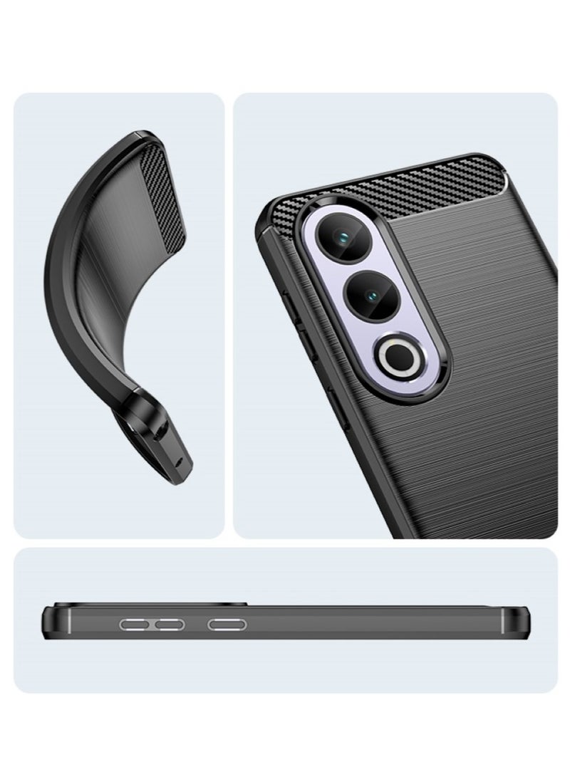 OnePlus ACE 3V 5G 5G Rugged Shield Cover – Black. Brushed carbon fiber texture, shockproof TPU, anti-slip, slim, and lightweight for durable protection. - Image 2