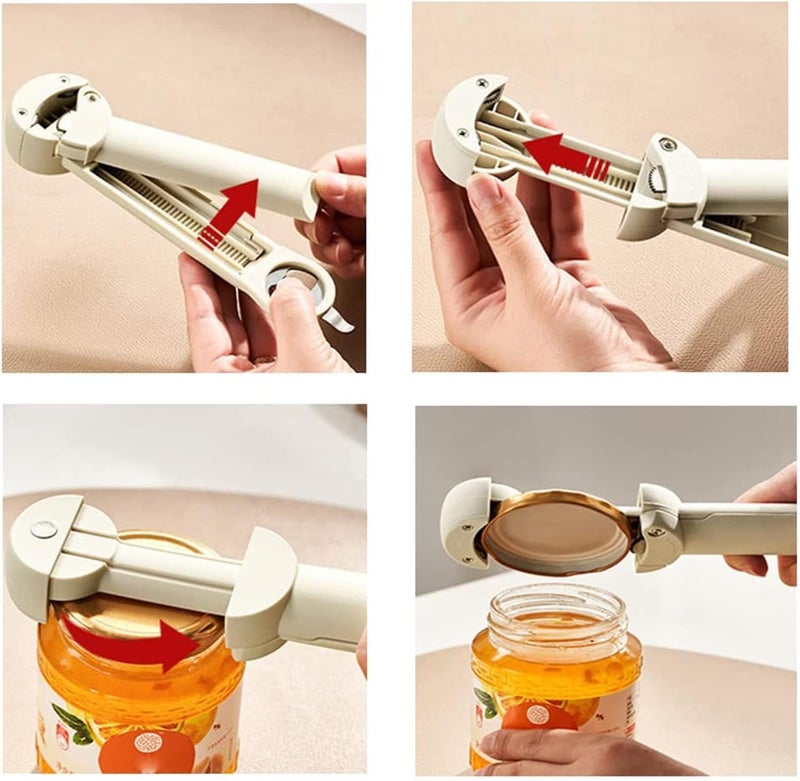 Desolio Multifunctional Retractable Bottle Opener - Adjustable Multifunctional Can Opener Jar Lid Gripper - 2024 New Jar Opener Bottle Opener for Weak Hands, Senior Arthritis (White) - Image 4