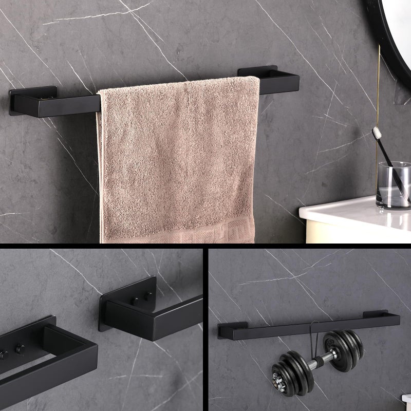 LANC Matte Black Hand Towel Rack 12-Inch Self-Adhesive Towel Bar for Bathroom Wall Mounted and No Drilling Towel Rod  Sticky on Kitchen Bathroom Towel Holder Heavy Duty Stainless Steel  A8310MB-L3 - Image 4
