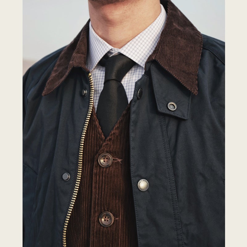 Gddqsdc British Vintage Hunting Wax-Free Jacket Men'S Waterproof Windbreaker Work Coat Carved Bbra - Image 5