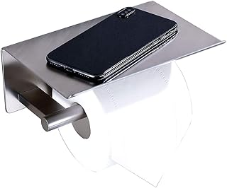 Nonebranded None branded Toilet Paper Holder with Phone Shelf Brushed Nickel Tissue Holder for Bathroom SUS 304 Stainless Steel - Image 1