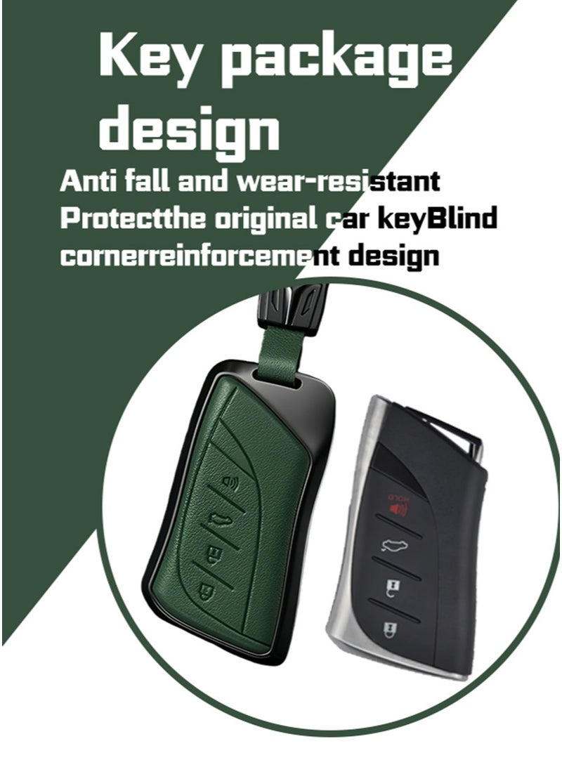 Car key cover, suitable for Lexus, perfectly wraps car keys, high-end, drop-resistant, material: first layer cowhide and aluminum alloy. - Image 4