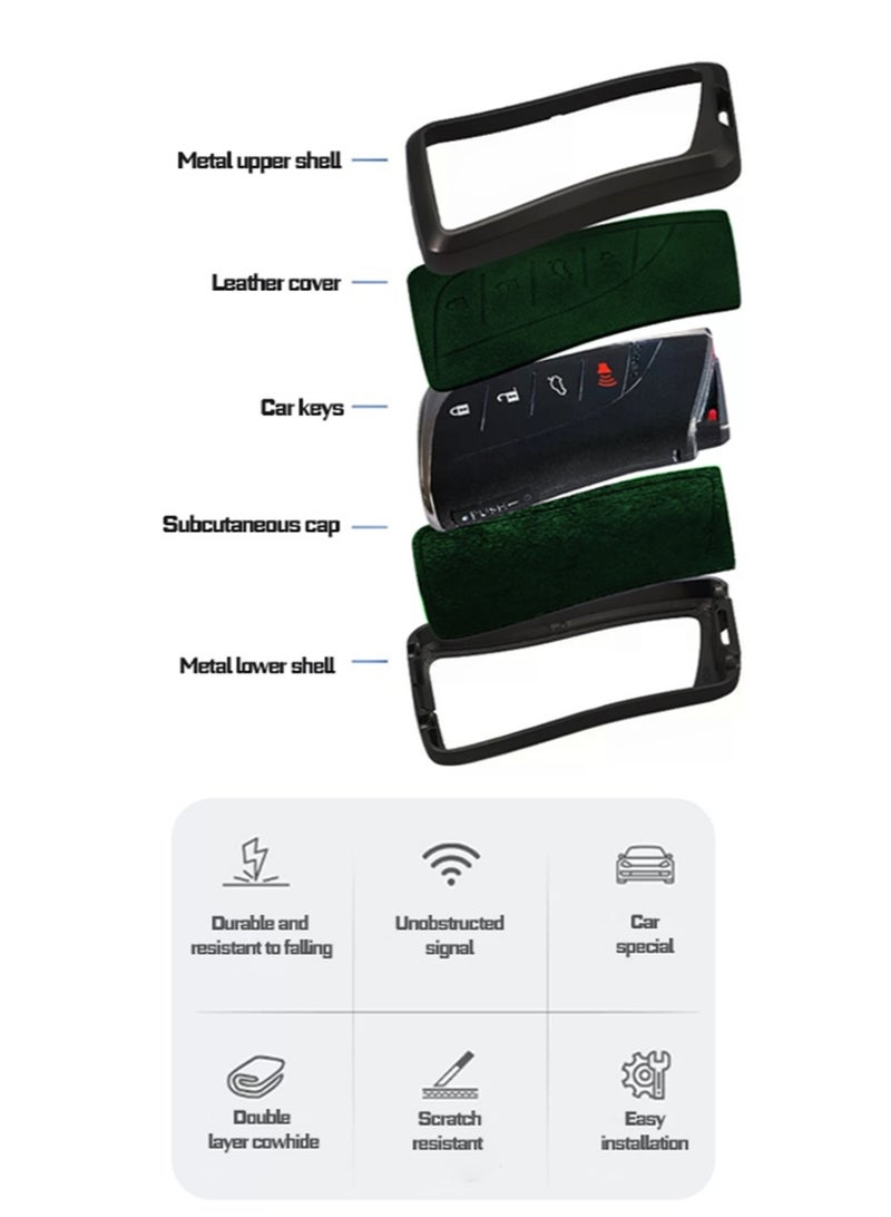 Car key cover, suitable for Lexus, perfectly wraps car keys, high-end, drop-resistant, material: first layer cowhide and aluminum alloy. - Image 5