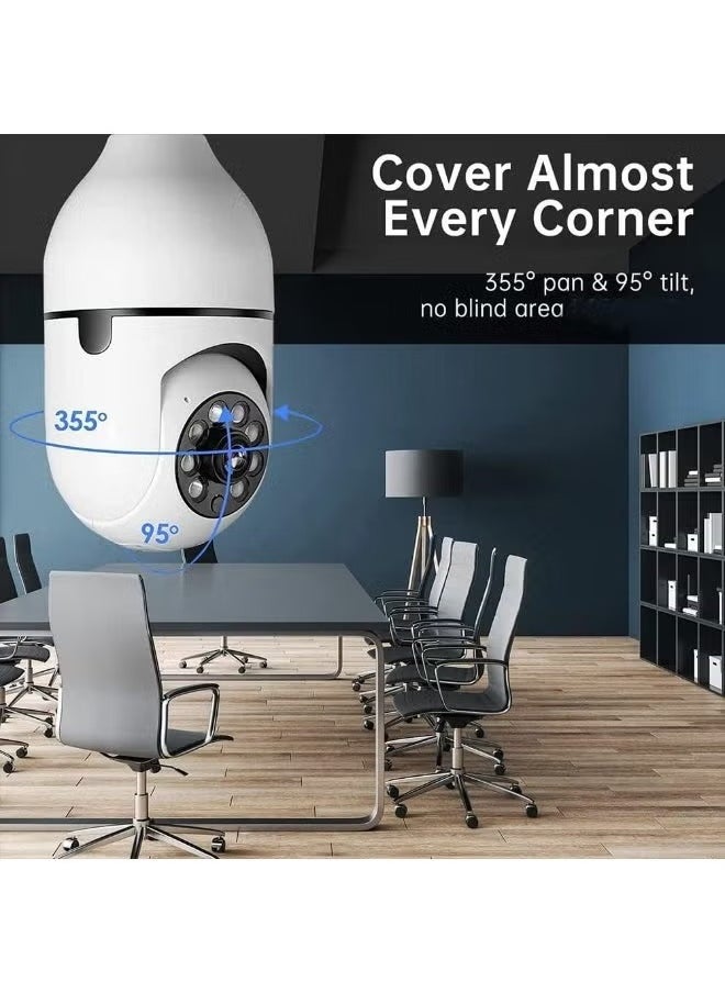 TIGER - (Pack of 4) 1080P Light Bulb Security Camera Outdoor WiFi | Wireless Smart CCTV Camera with Motion Detection, Auto Tracking & 2-Way Audio | 2.4GHz WiFi Surveillance Bulb Camera | Night Vision & Mobile App Control | Easy Install Outdoor Camera System - Image 1