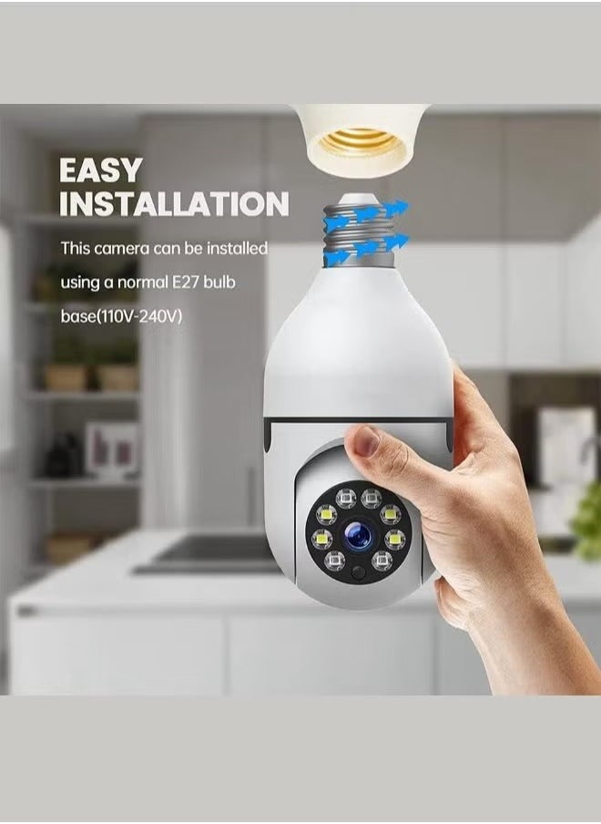 TIGER - (Pack of 4) 1080P Light Bulb Security Camera Outdoor WiFi | Wireless Smart CCTV Camera with Motion Detection, Auto Tracking & 2-Way Audio | 2.4GHz WiFi Surveillance Bulb Camera | Night Vision & Mobile App Control | Easy Install Outdoor Camera System - Image 1