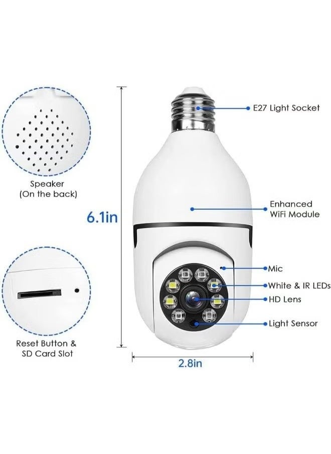 TIGER - (Pack of 4) 1080P Light Bulb Security Camera Outdoor WiFi | Wireless Smart CCTV Camera with Motion Detection, Auto Tracking & 2-Way Audio | 2.4GHz WiFi Surveillance Bulb Camera | Night Vision & Mobile App Control | Easy Install Outdoor Camera System - Image 1