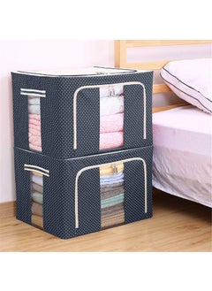 Eastjing Eastjing Storage Bins Boxes Foldable Stackable Container Organizer Metal Frame Basket Set with Large Clear Window Carry Handles for BeddingClothesClosets Bedrooms 2 Pack Rectangular  - Image 1