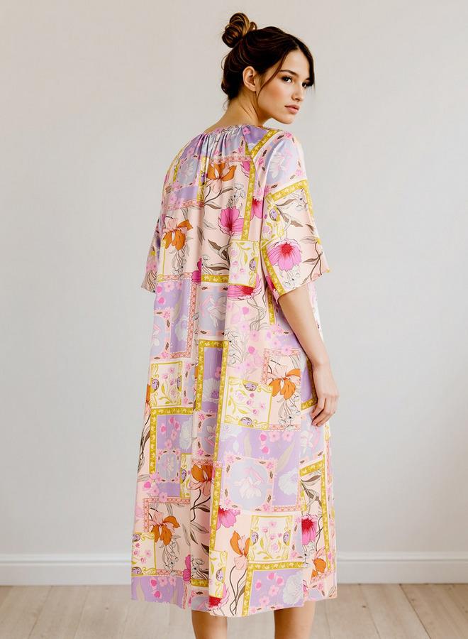 Splash FAV Printed Night Dress with Collar and 3/4 Sleeves - Image 3