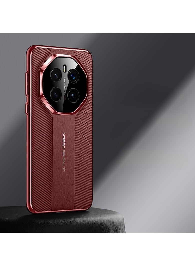 Case Compatible Honor Magic 7 Pro Case, Deluxe Vegan Leather Case PC Frame Camera Lens Protection Fingerprint Resistant Drop Protective Shockproof Case